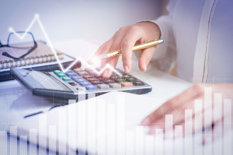 Commercial and Business Lawyer using calculator
